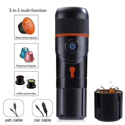 Machine à café Portable italienne pour voiture, Machine à café à Extraction concentrée, Version en poudre et Version à capsules trois en 