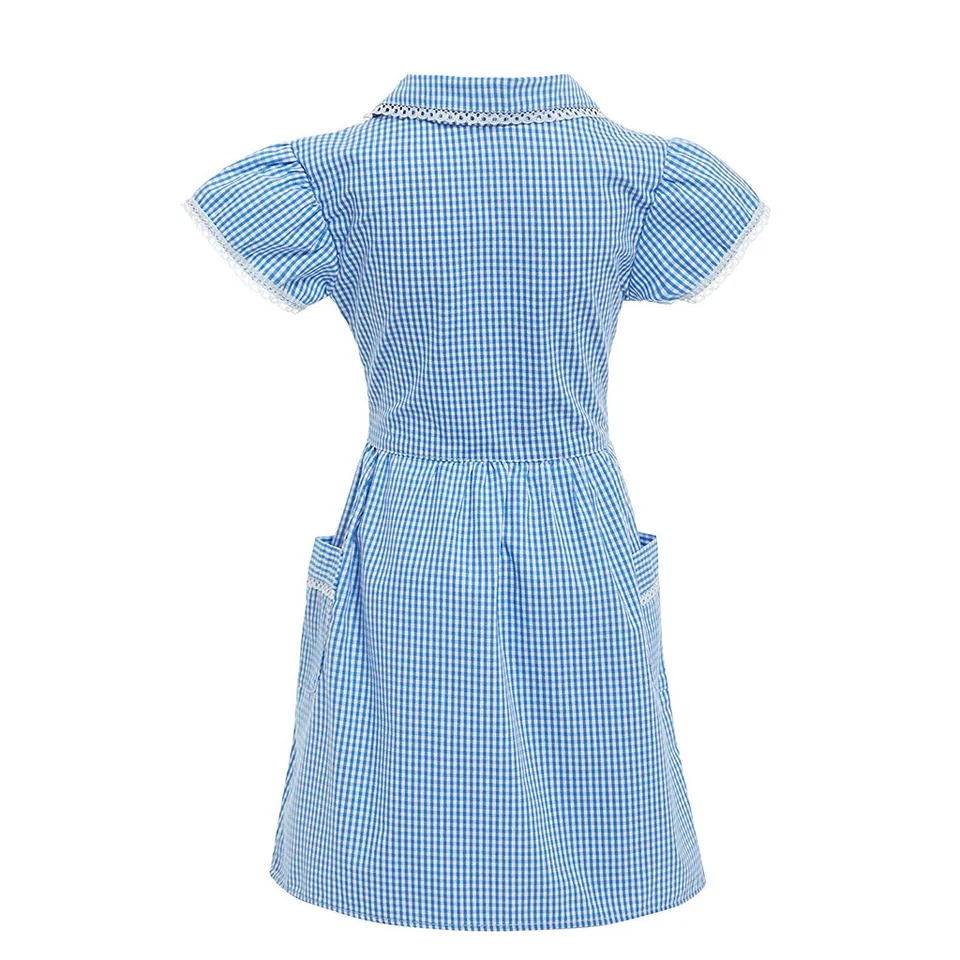 blue check summer school dress