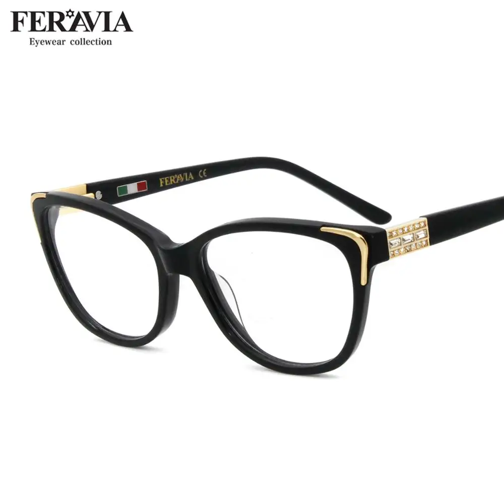 

Women Brand quality Eyewear Vogue Design Non Prescription Frames With Rhinestone three color for choice 601R