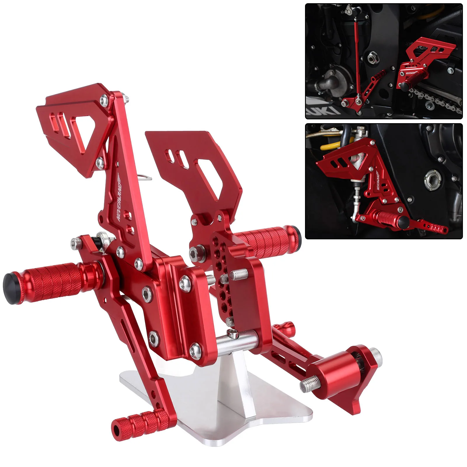 

Red B Style Motorcycle Footrest Rear Foot Pedal Pegs Set For Suzuli GSX R 600 750 GSX-R GSXR D40