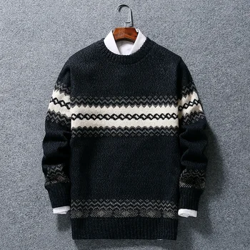 

Fat Man Fat Leisure Backing Shirt Plus Fat plus Size Sweater Round Neck Male Loose Knitting Shirt Pullover Sweater