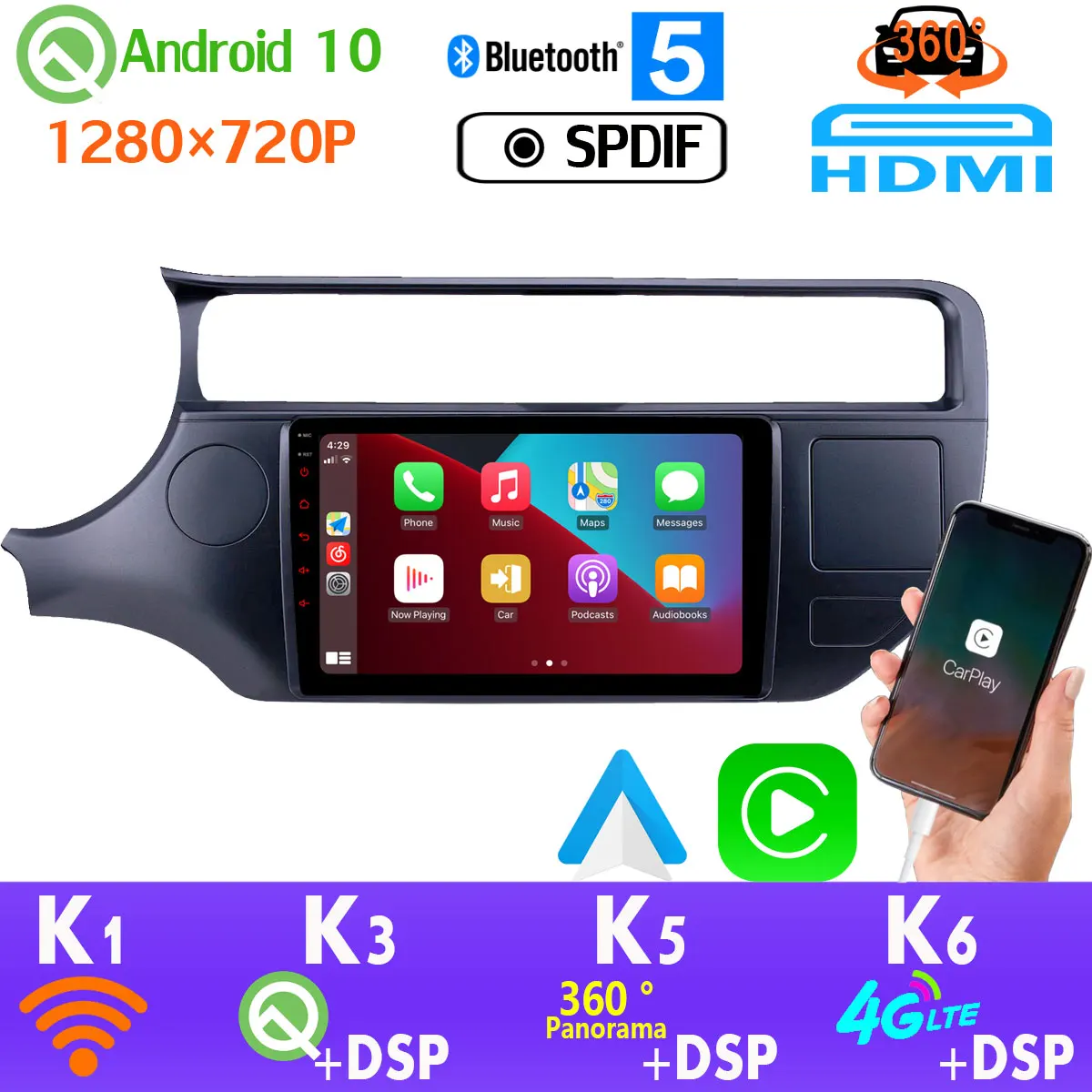 Android 10 0 PX6 1280*720P Автомобильный мультимедийный плеер для Kia Rio 4 K3 HDMI GPS навигация