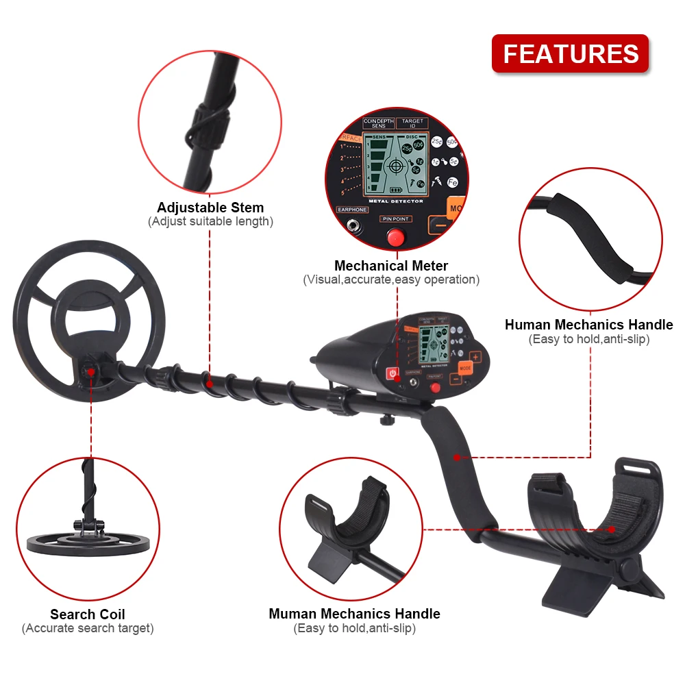 Профессиональный металлоискатель Pinpointer подземный золотистый