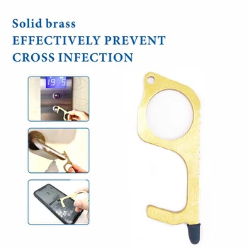 

2Auto Rover Handheld Solid Brass EDC Non-Contact No Touch Door Opener Stylus Keychain Tool With Phone Tip
