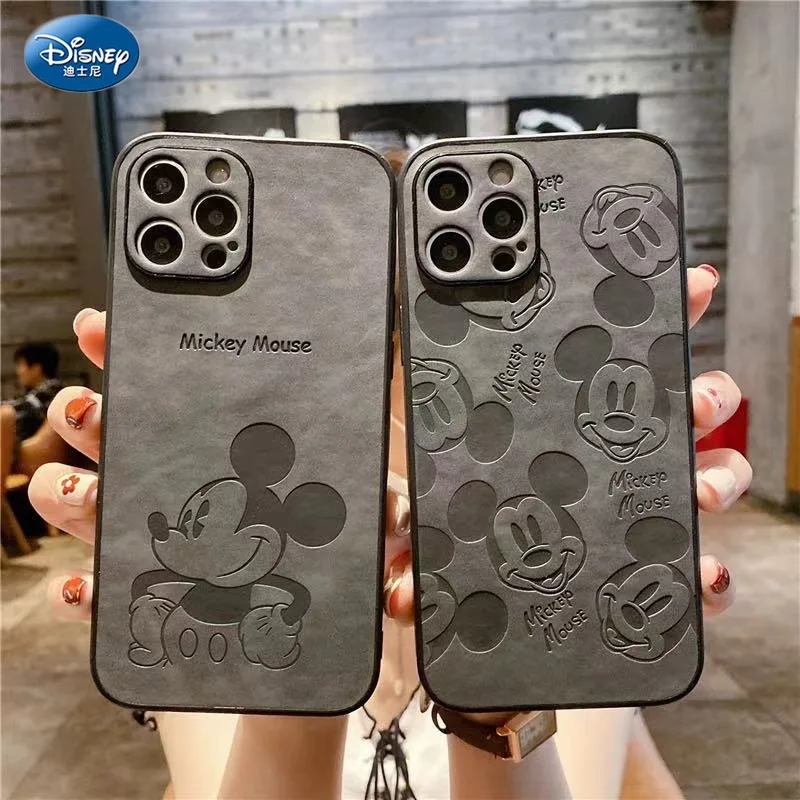 Disney 2023 Premium Pour Iphone 14 Pro Max Mickey En Relief En Cuir