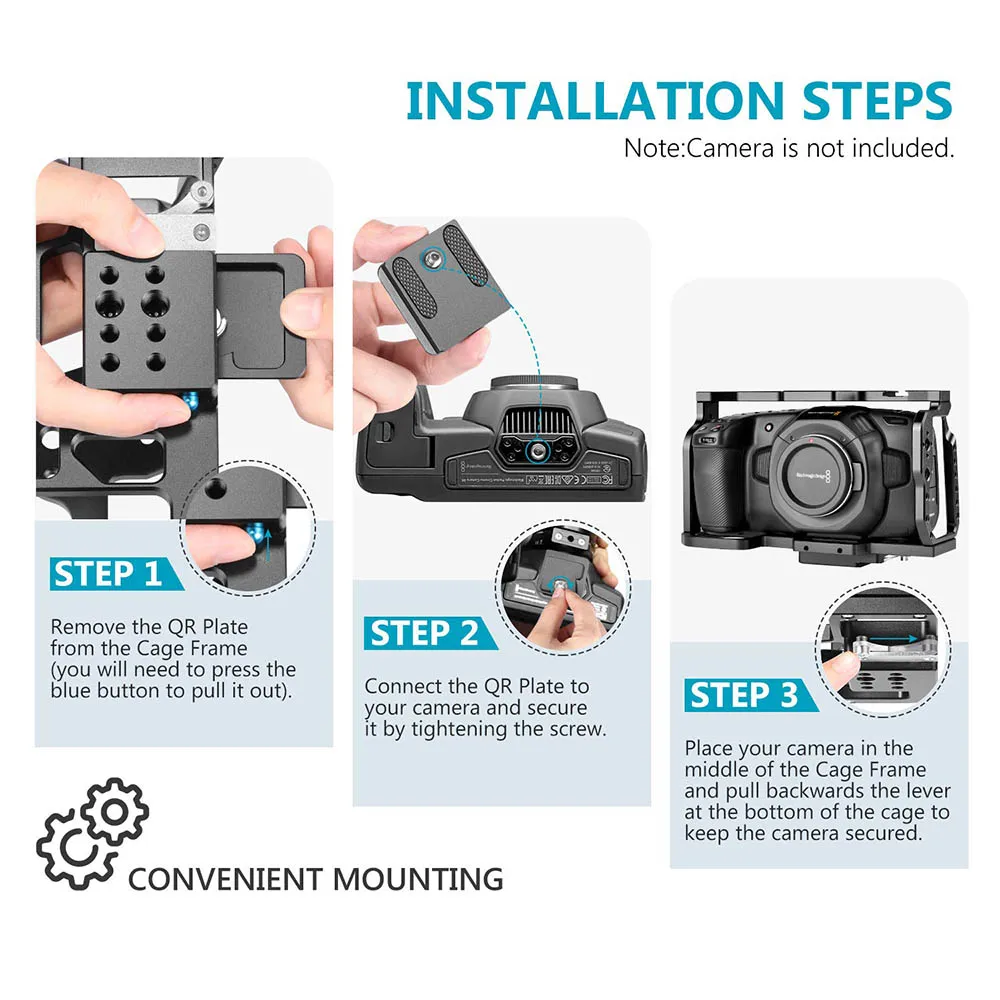 Yelangu клетка для камеры BMPCC 4K 6K дизайн Blackmagic Карманная камера кинотеатра черная