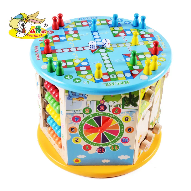 

Multi-functional Large Size Large Bead-stringing Toy Treasure Chest Children Early Education Wooden 1-2-3 a Year of Age Men And