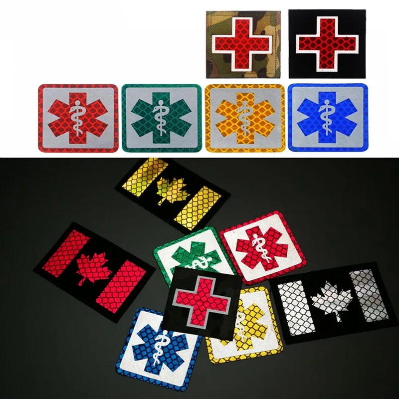 

Safurance Reflective Medic Multicolor Cross Medical Rescue IR Chapter Army Badge Tactical Morale Patches Hoop&Loop