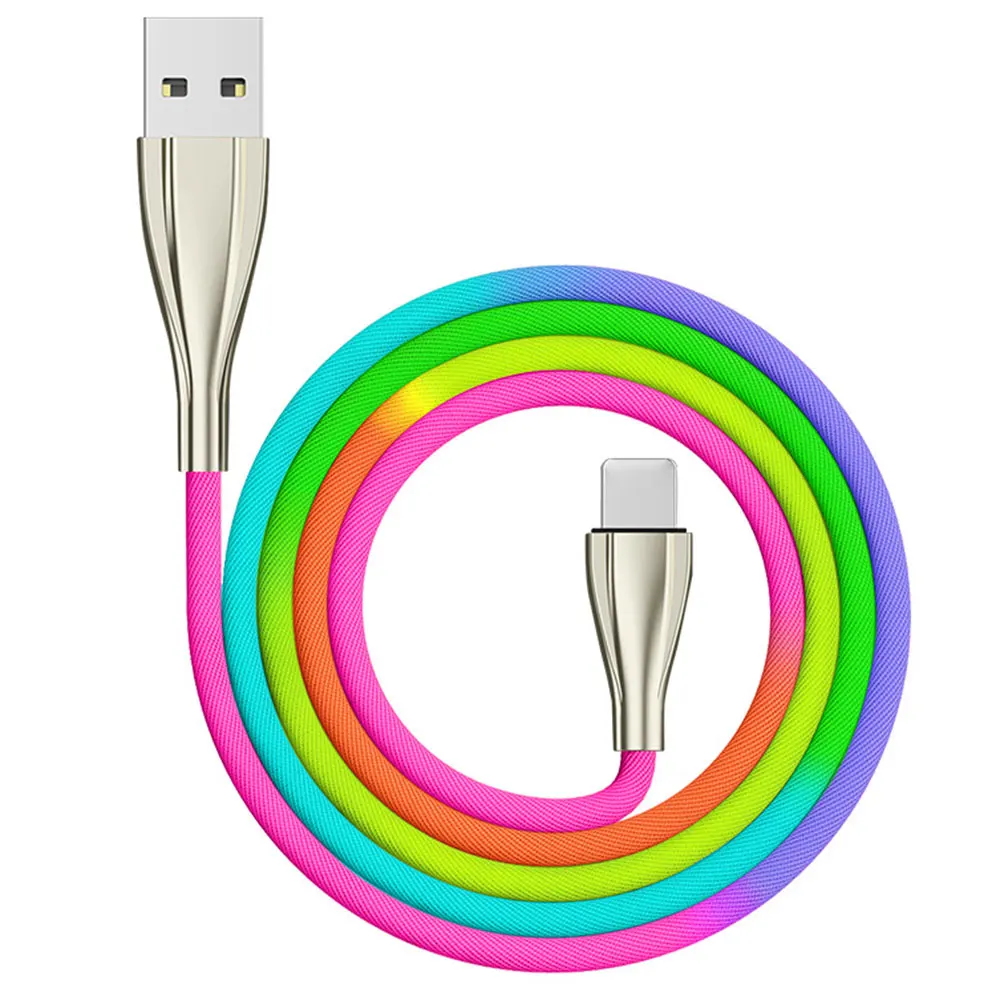 Радужный цветной usb-кабель type C для iPhone XR XS Max X 8 Plus Micro USB кабель для samsung Xiaomi Redmi Note 7 кабель для мобильного телефона - Цвет: Бежевый