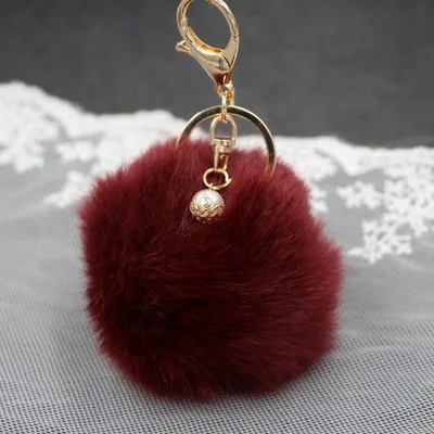 Брелок для ключей жемчуг имитация кроличьей шерсти мяч Дамская сумка кулон украшение золотой брелок плюшевая игрушка детский подарок - Цвет: G
