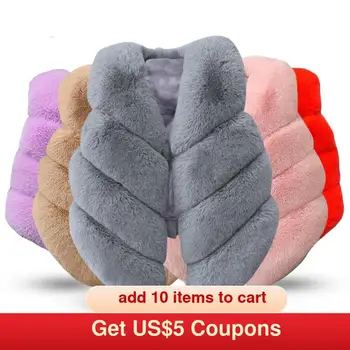 

Melario Baby Girls Fur Outerwear 2020 New Autumn Winter Fashion Thick Warm Faux Fur Environmentally Friendly ur Colorful Vest