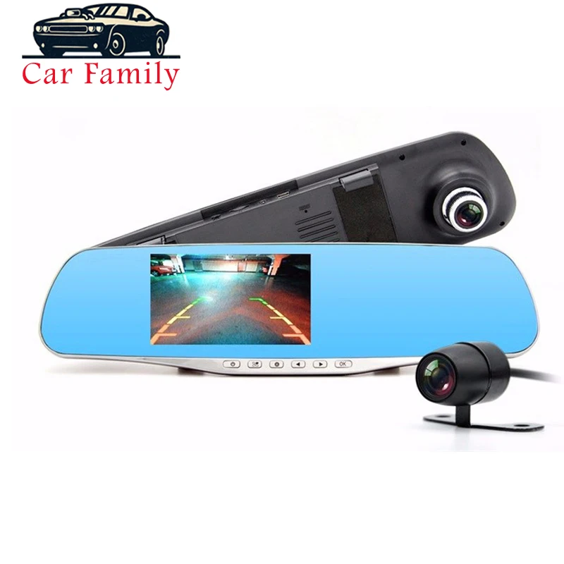 Видеорегистратор Dashcam Full HD 1080P 4 3 дюйма зеркало заднего вида цифровая