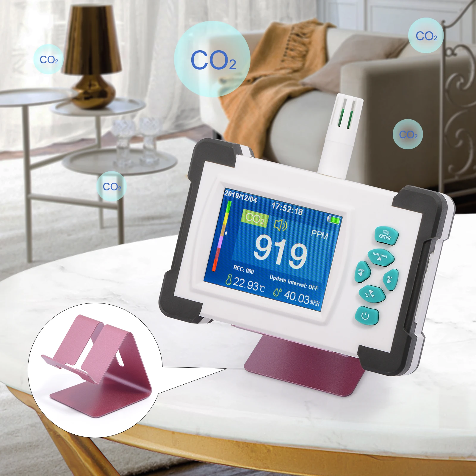 

EHDIS Portable Carbon Dioxide Detector CO2 Meter Tester Air Quality Sensor Detector with Storage Case CO2 Meter Gas Analyzer