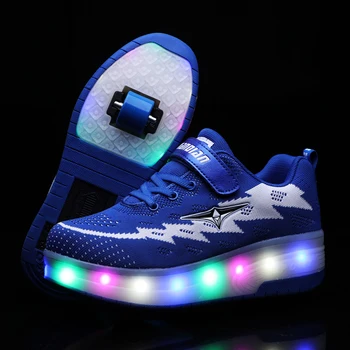 

Two Wheels Luminous Sneakers USB Charging Led Light Roller Skate Shoes for Children Kids Shoes Boys Girls Shoes Light Up Unisex