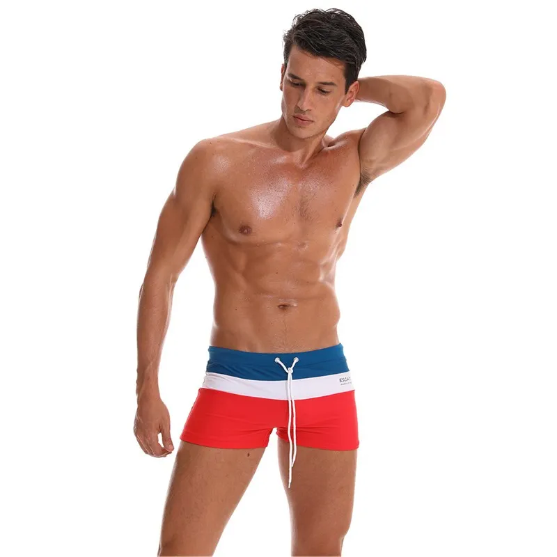 Короткие пляжные мужские плавки для мальчиков купальный костюм полосатая