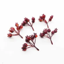 1 шт.(6-16 головок) Мини искусственные ветки вишни Фрукты и Ягоды Искусственные цветы тычинки Свадебный букет Рождественские украшения пеноматериал