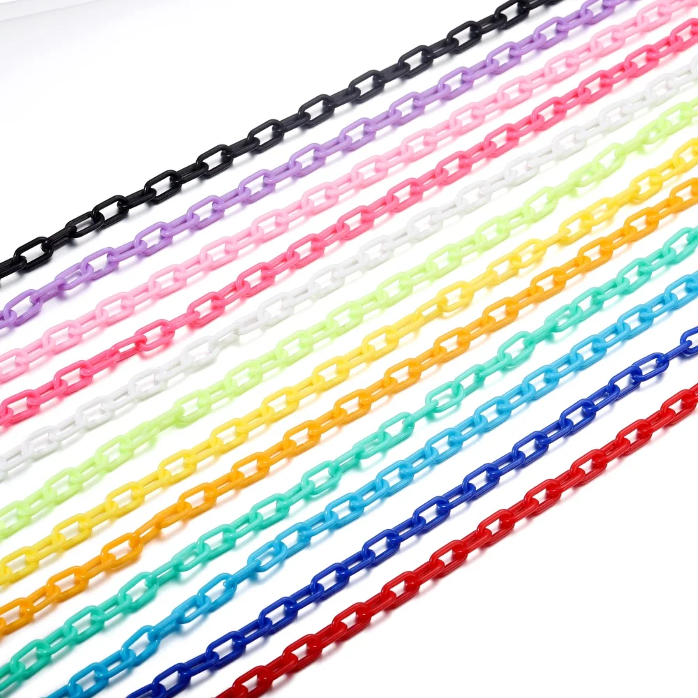 

10Pcs 50cm Colorful Plastic Square Link Chain Lobster Clasp Keychains For Necklace Bracelet DIY Making Chain Links Accessories