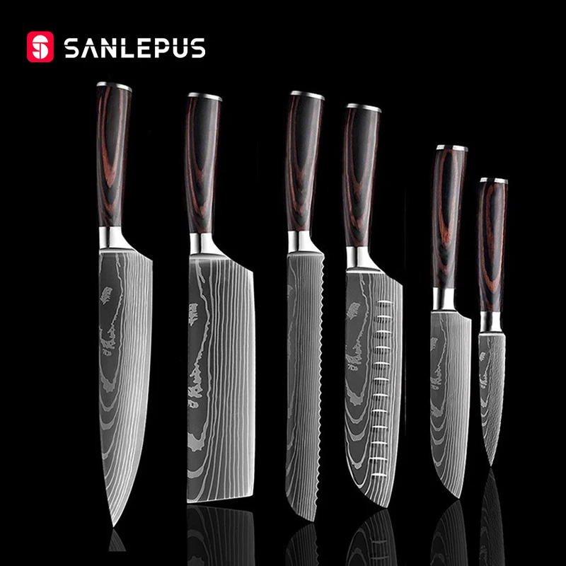 Набор ножей шеф-повара SANLEPUS 6 шт. кухонные ножи острый японский нож сантоку с