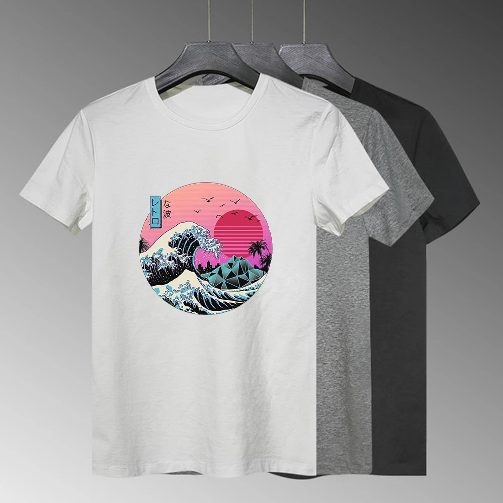 Camiseta moderna con estampado de ondas enormes para mujer, ropa de calle,  Hip Hop, barata, con cuello redondo|Camisetas| - AliExpress