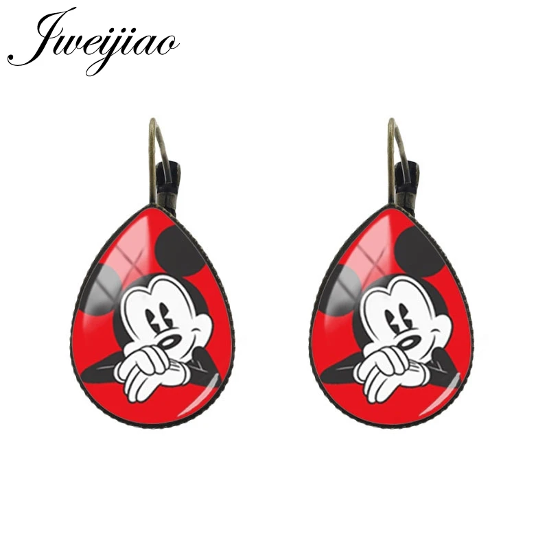 JWEIJIAO серьги для девочек, серьги-клипсы в форме капли воды, античные бронзовые серьги с изображением мышки из мультфильма, подарок для детей NS581 - Окраска металла: NS581 9