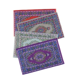 Tapis de jeu à motifs floraux de 10x15cm, couvre sol en tissage Miniature, Style turc, décor de maison de poupée, 1:12 