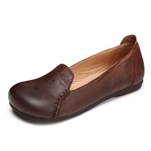 Лоферы; женская обувь; Повседневная Весенняя коллекция года; обувь на плоской подошве из овечьей кожи ручной работы в стиле ретро; женская кожаная обувь; Размеры 35-40