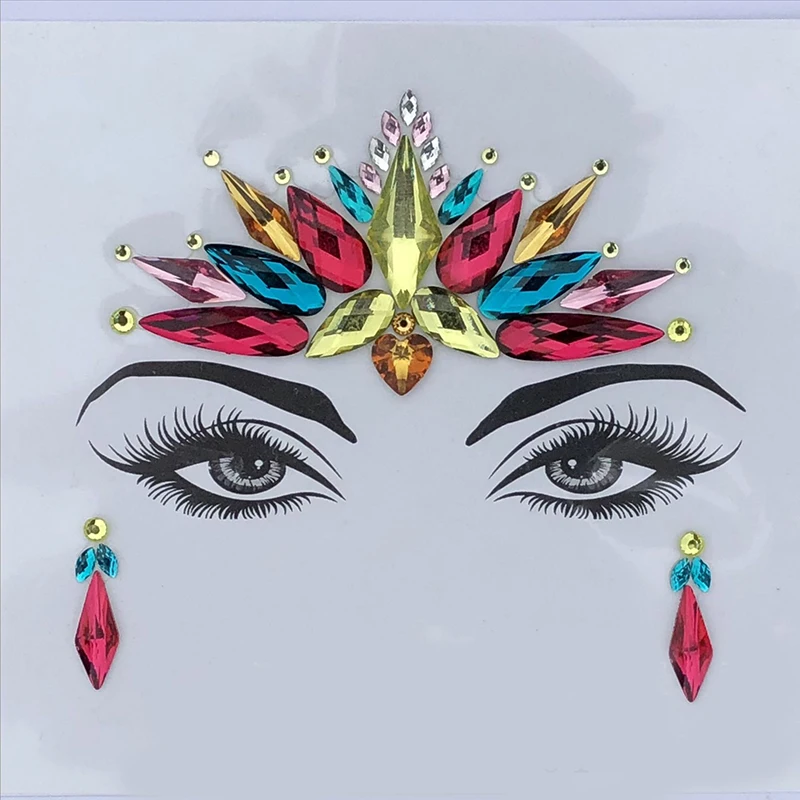 Adhesive Face Gems Rhinestone Temporary Tattoo Jewels music Festival Party Body Glitter Stickers Flash Temporary Tattoos Sticke