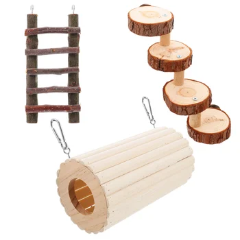 

1 Set Eye-catching Creative Funny Wooden Interesting Natural Hamster Tube for Pets Home Store