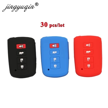 Keyforkess 30pcs Cover per chiave auto in Silicone per TOYOTA RAV4 Corolla Camry Crown Prado 4 pulsanti Smart Remote Keyless Case accessori