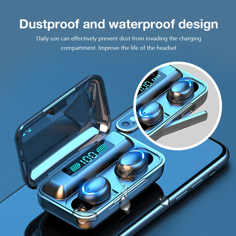 TWS Mini Wireless Earbuds In ear 2200mAh Bluetooth 5 0 Noise Canceling Headphone Wateproof Sports Earphone With Microphone
