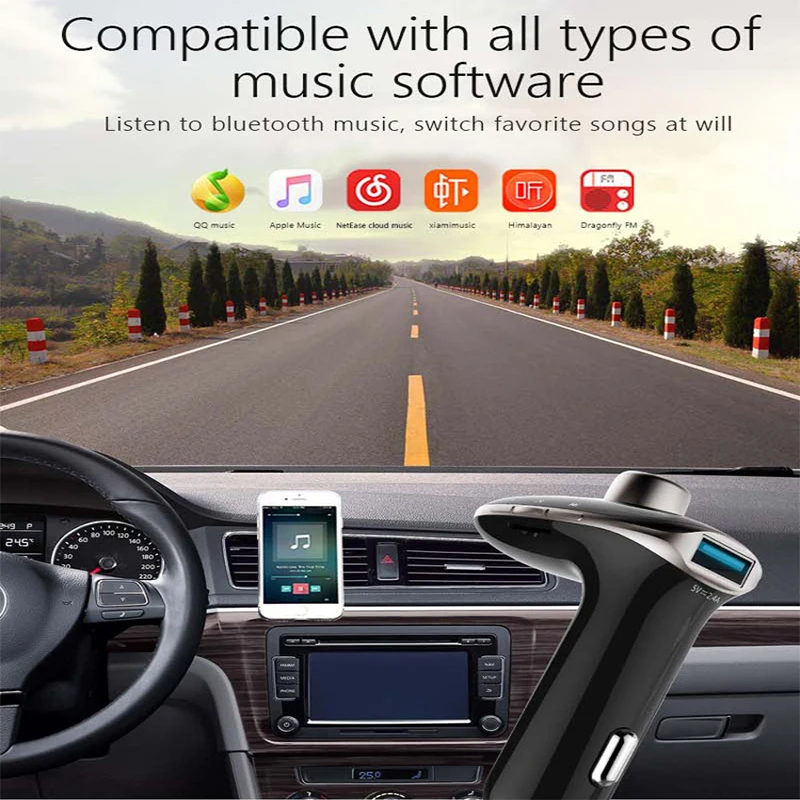 2.4A usb зарядка для телефона Bluetooth fm-передатчик Автомобильный Bluetooth 5,0 Hands-Free TF карта плеер Автомобильный комплект зарядные устройства для мобильных телефонов