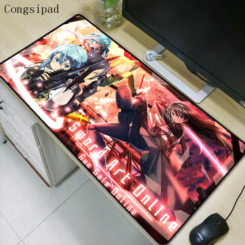90x40cm Japan Anime Sword Art Online SAO Silon Anti-slip Large Lock Edge Mousepad Computer Mouse Pa