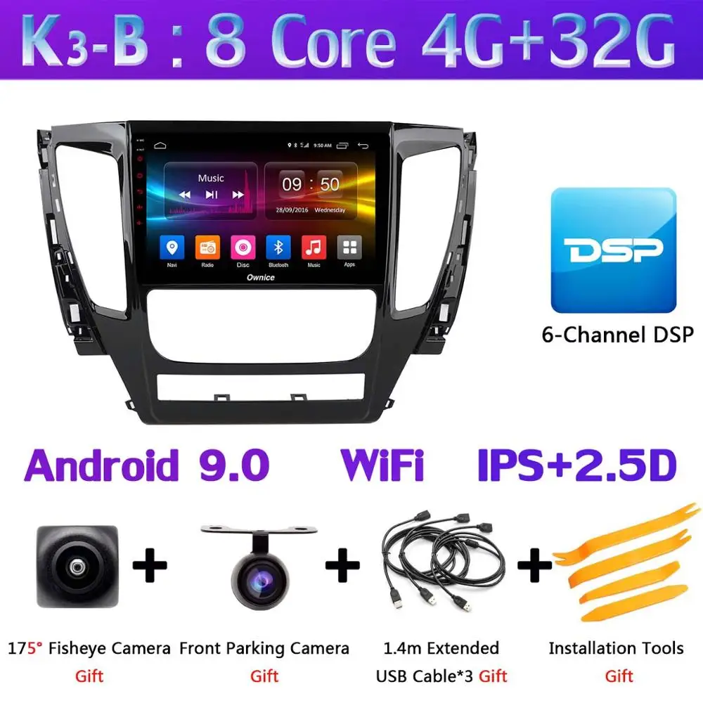 360 ° панорамный Камера Android 9,0 8Core 4G+ 64G DSP CarPlay плеер для Mitsubishi Pajero Montero Sport gps - Цвет: K3-B
