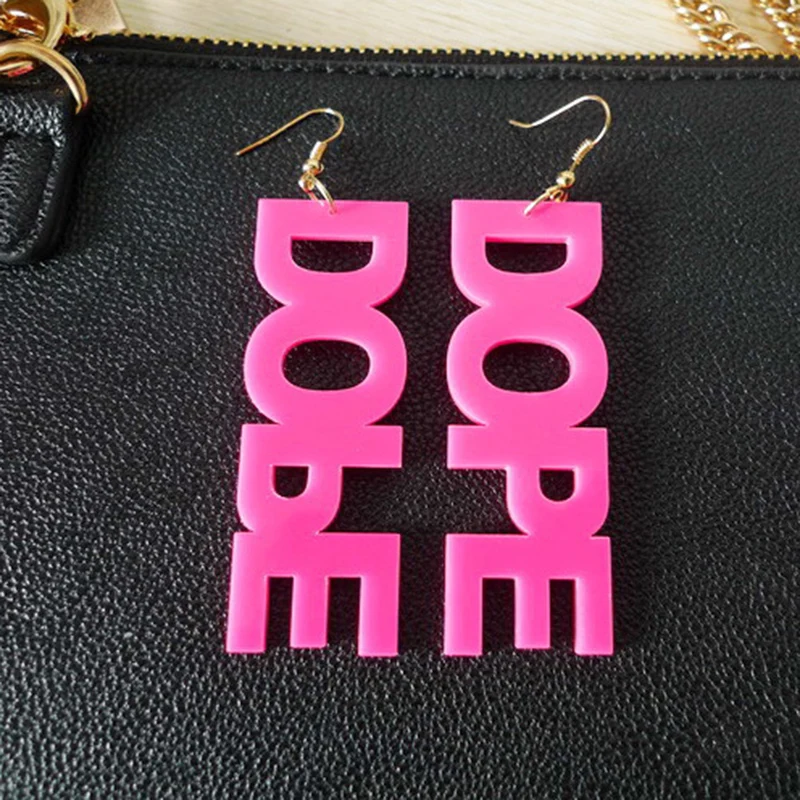 Fashion-3-colors-fluorescence-Letter-DOBE-DOPE-Drop-Earrings-for-women-Super-big-Party-Earrings-For (2)