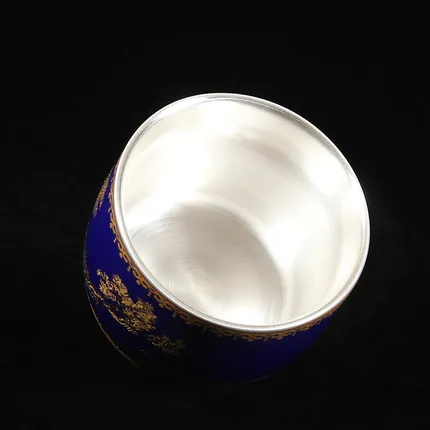 Керамическая чайная чашка, Стерлинговое Серебро, китайский стиль, кунг-фу, мастер, чашка, серебряное покрытие ручной работы, чашка для питья, чаша для чая, черный чай, чайная посуда
