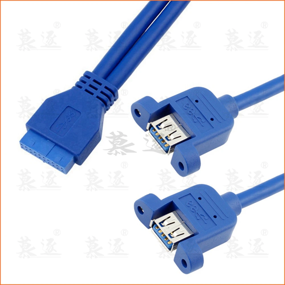 Синий 0 5 м USB 3 материнская плата 20pin к USB3.0 два порта гнездовой разъем кабель Шнур 50