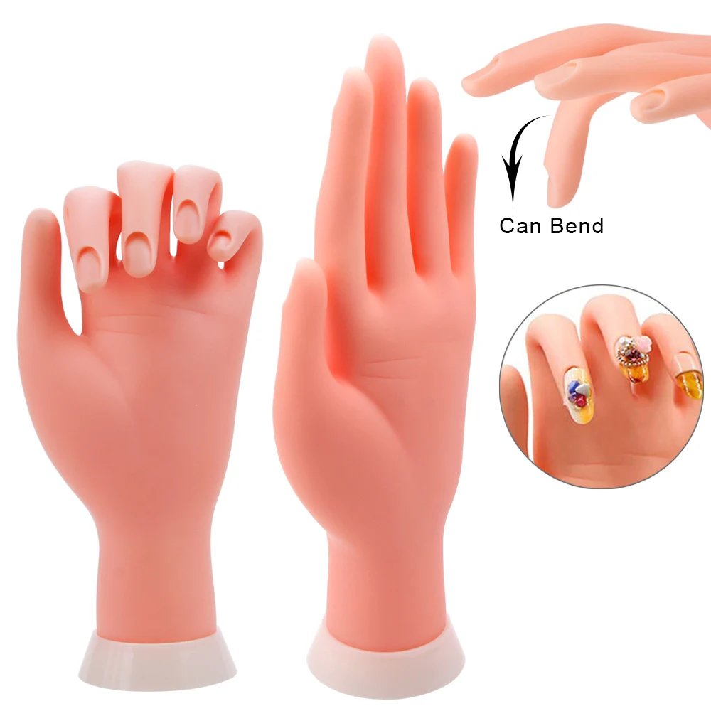 2Pcs Practice Hand for Acrylic Nails, Fake Nail Hand Practice, Flexible  Bendable Mannequin Rubber Hand,Manicure Practice Hands Nail Art Hand  Training