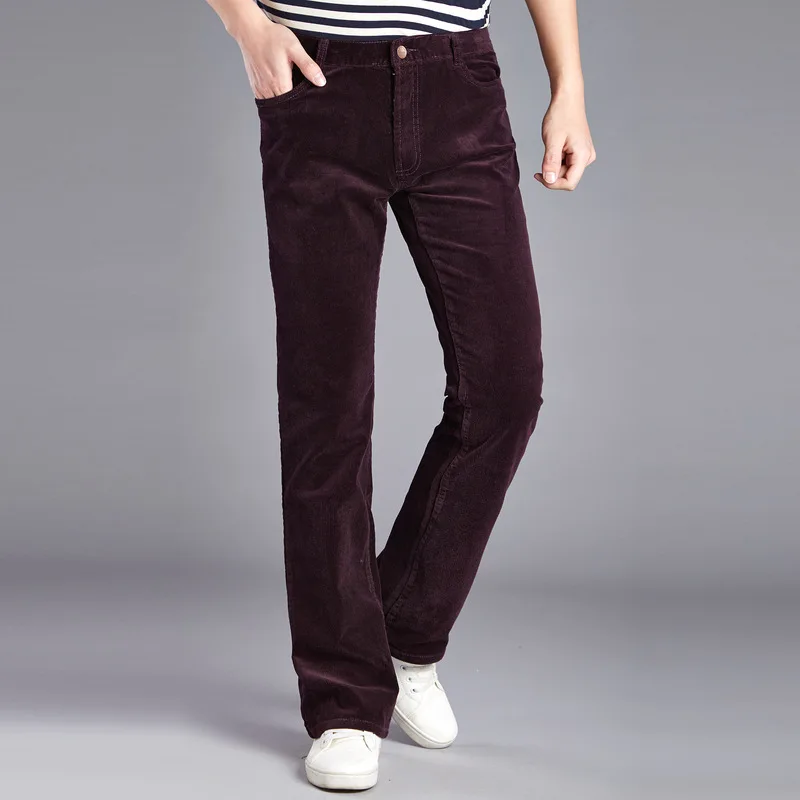 ZYYong New Corduroy pants Mens Business Casual Slim Bootcut Flared for Men Boot Cut Flare White Red Black Long Trousers