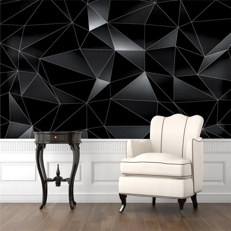 Custom Modern Abstract 3d Black Geometric Polygon Photo Wall Paper 3d Bar Office Game Room Industrial Decor Mural Wallpaper 3d Wallpapers Aliexpress
