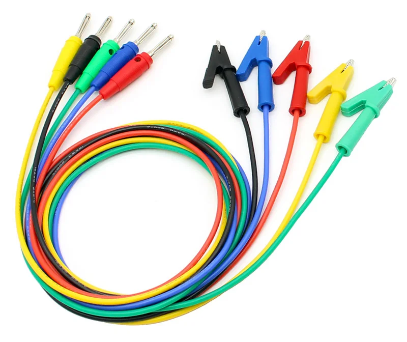plug de banana cabo de fio de chumbo com clipe de jacaré altamente flexível empilhável