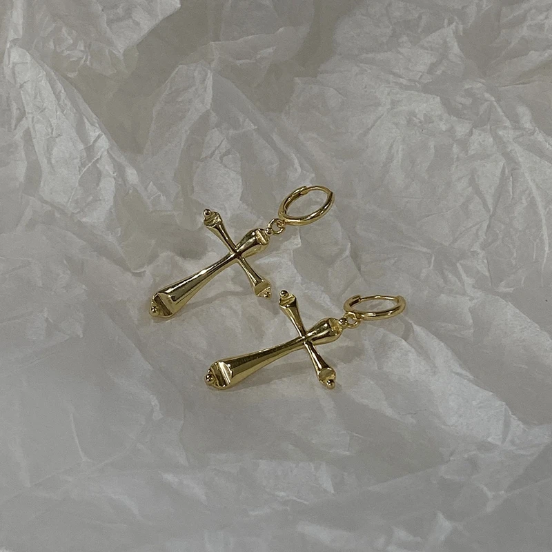 LouLeur 925 пробы серебряные серьги кольца с крестиком элегантные винтажные золотые