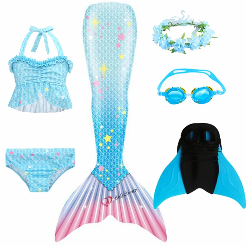 

New Child Kids Mermaid Tails For Girls Swimming Bating Suit Mermaid Costume Swimsuit Can Add Monofin Fin Goggle With Garland