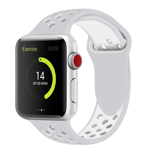 Ремешок для apple watch 42 мм 38 мм силиконовый браслет correa iwatch 5 4 3 2 44 мм 40 мм спортивный браслет pulseira apple watch 4 аксессуары - Цвет ремешка: silver white