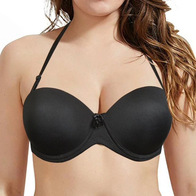 Hot Black Big Size Underwire Underwear Women Push Up Bra Halter