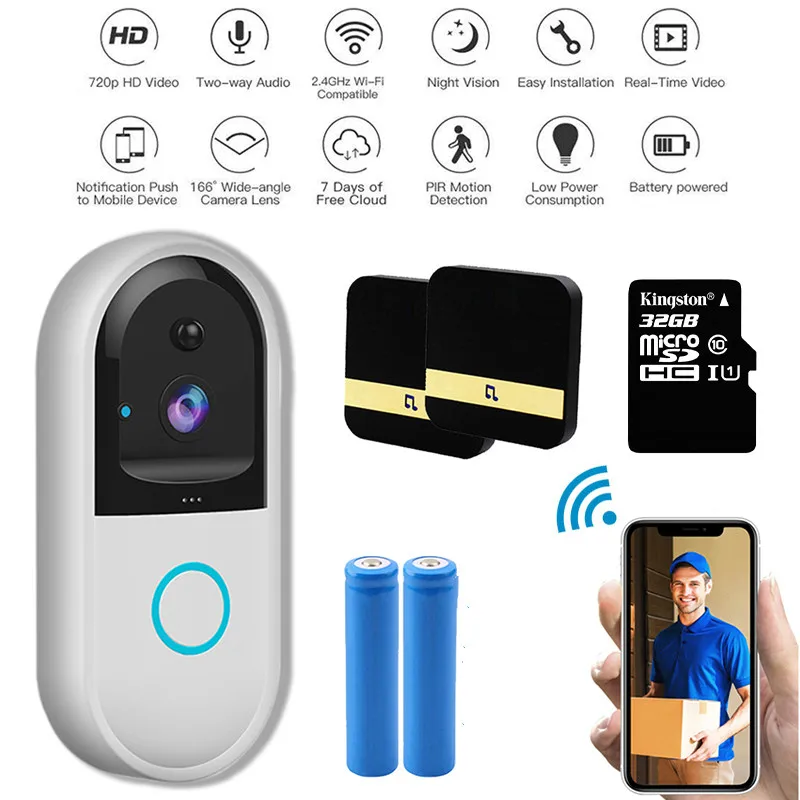 Умный дверной звонок с Wi-Fi и IP-камерой видеонаблюдения беспроводная камера