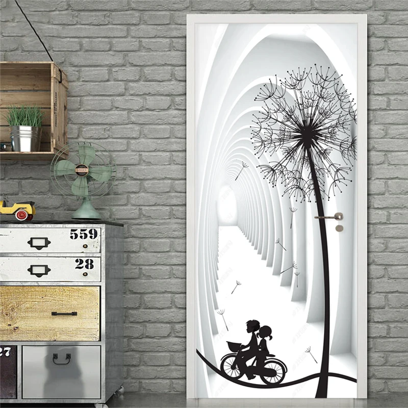 Modern 3D Stereo Space Dandelion Wallpaper Living Room Bedroom Home Decor Door Sticker Creative DIY Poster PVC Waterproof Decals