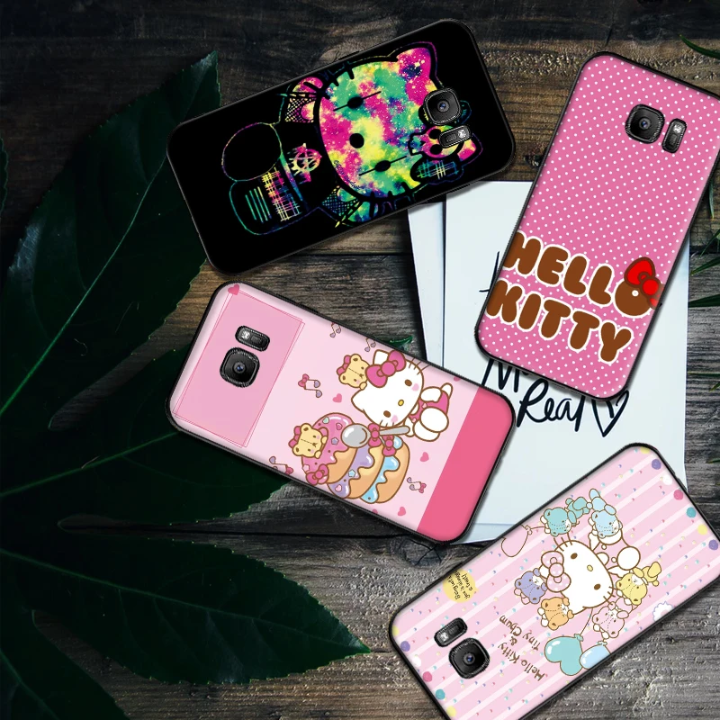 

Cute hello Kitty soft silicone Phone Case for Samsung Galaxy S6 S8 Edge S7 S9 Plus S10 S10E Note 9 8 Cover