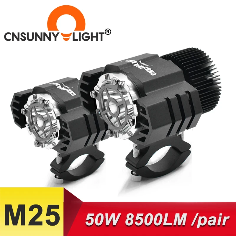 Cnsunnylight Led Motorcycle Headlight 50w 8500lm/2pcs White Moto