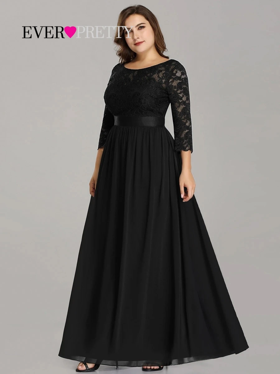 『Cheap!!!』- Plus Size Lace Bridesmaid Dresses Black With Long Lace
Sleeve O Neck Fabric is Low Stretch For Bosom Friend Wedding 8XL Robe