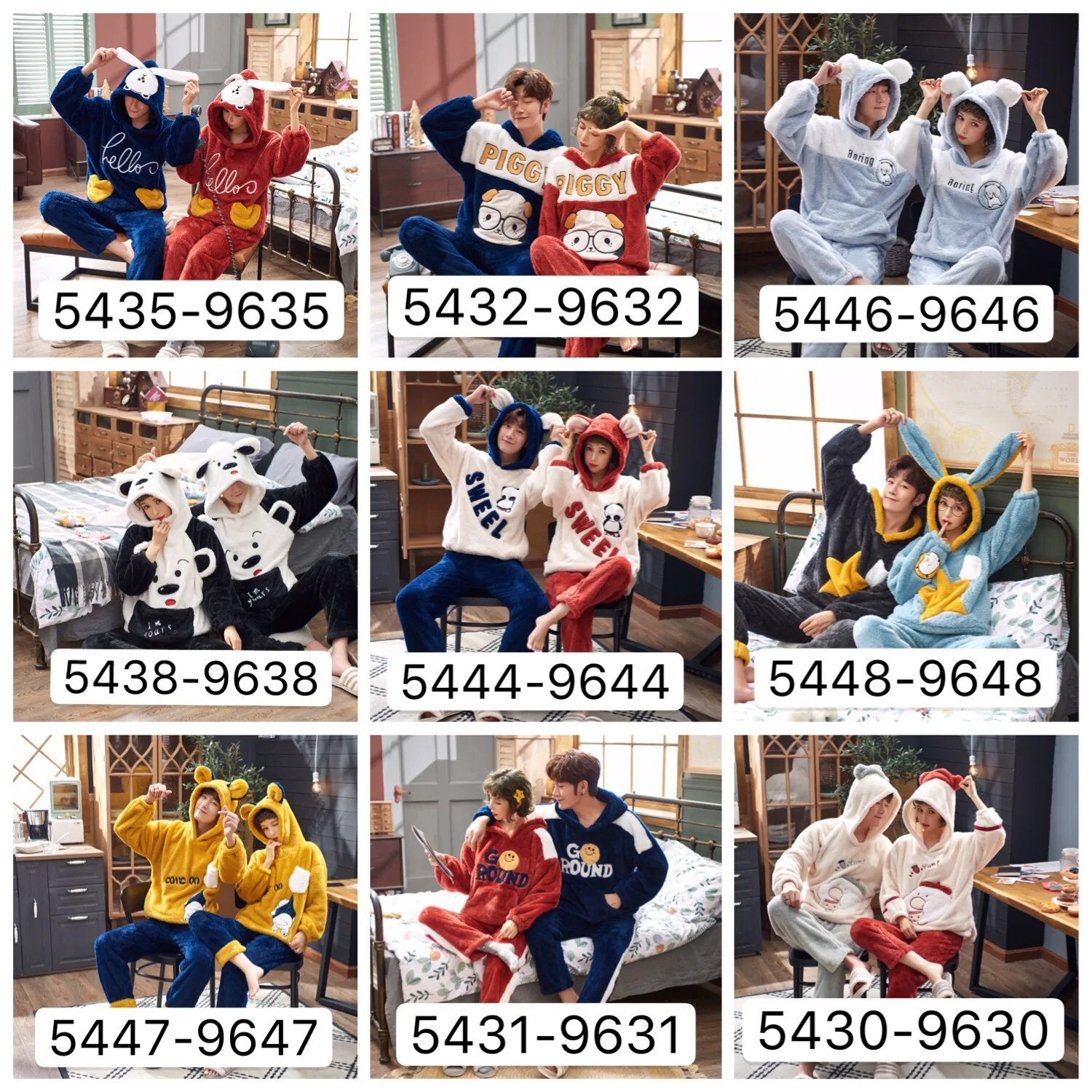 

Winter Couples Pajamas Men Women's Korean-style Casual Cardigan Long Velvet Home Wear Two-Piece Set